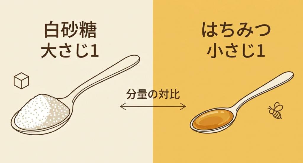 砂糖とはちみつの分量の対比